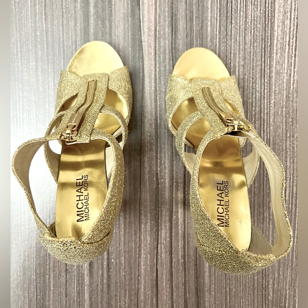 Michael Michael Kors gold Berkeley t strap heel - Picture 2 of 5
